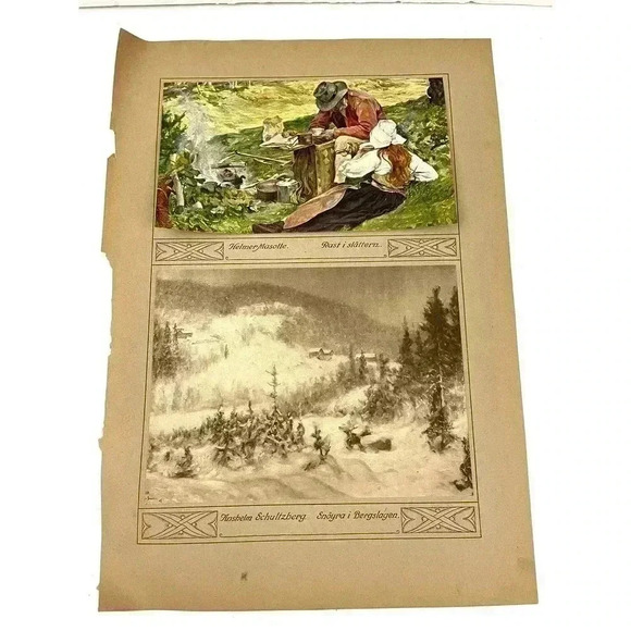 Masolle Schultzberg Sager-Nelson Ahlberg Art Print 1923 Color Etching Dual Side - Picture 1 of 10